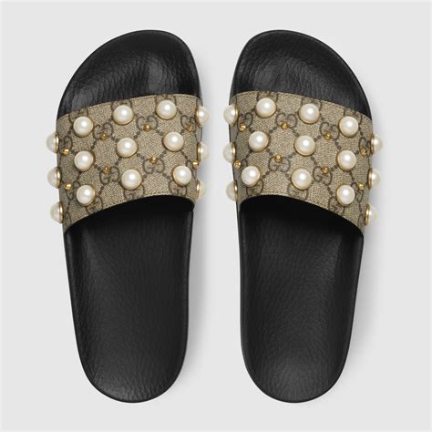 gucci inspired pearl slides|affordable Gucci slides.